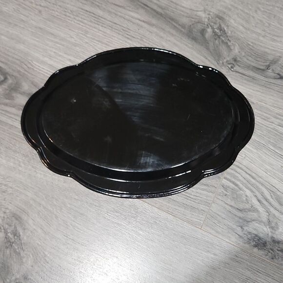 Heavy PAINTED Bright Floral Perfume/Jewelry Accessory Decoration Scalloped Tray - Picture 4 of 4